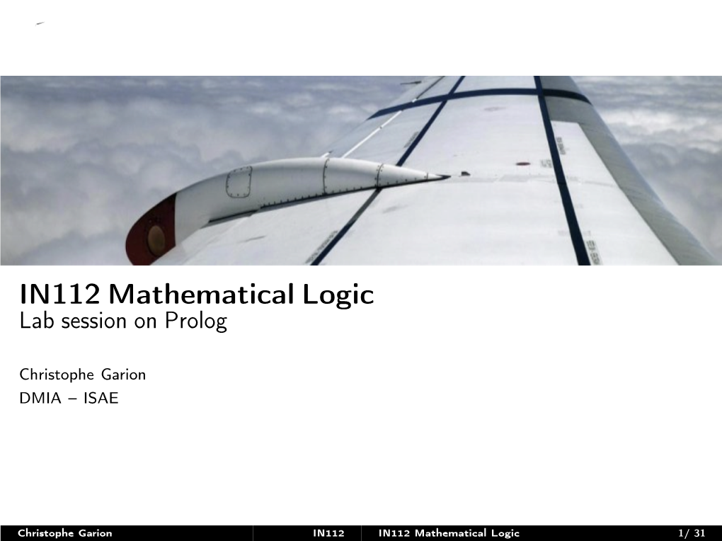 IN112 Mathematical Logic Lab Session on Prolog