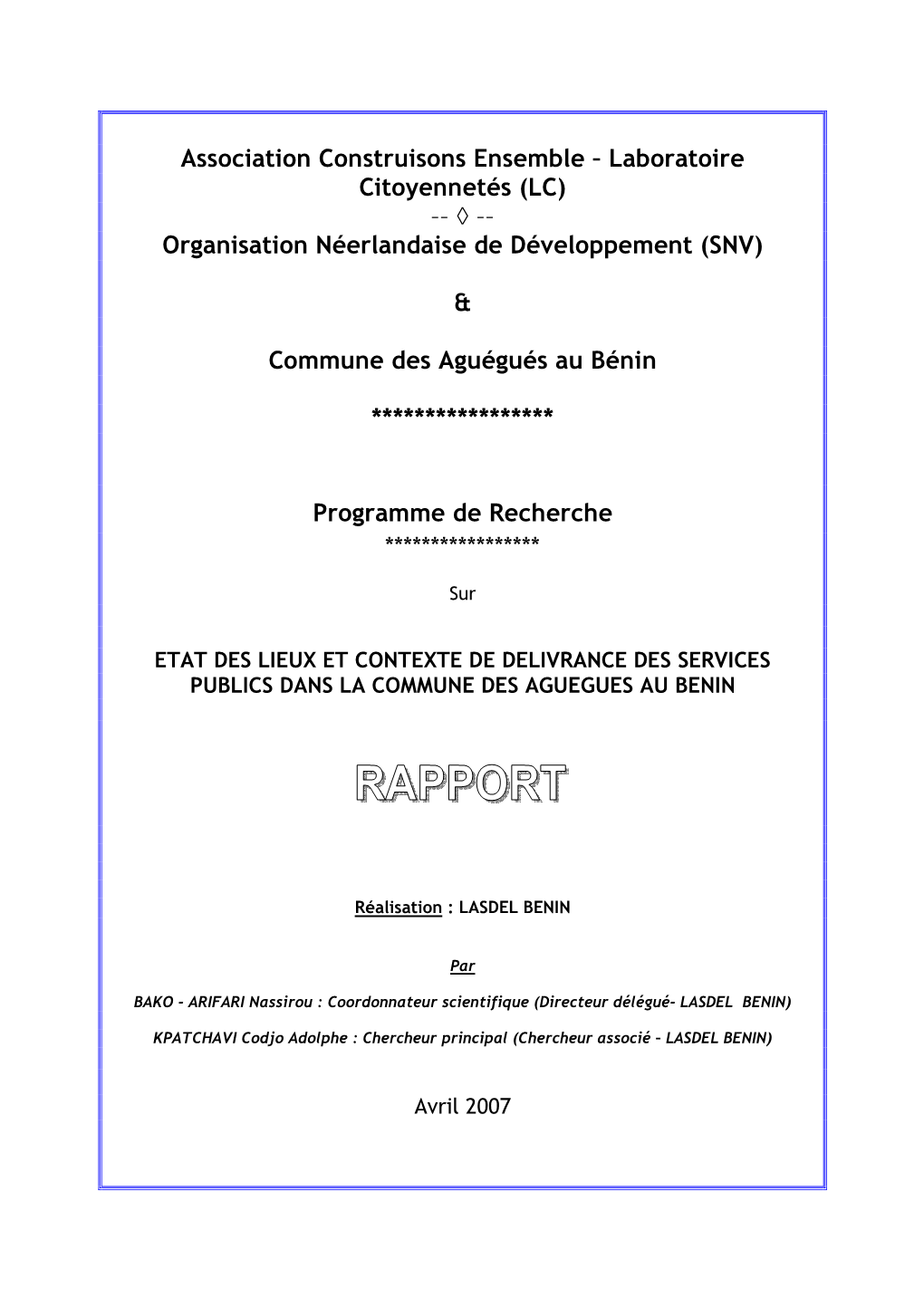 Rapport Final Lasdel Aguégués Avril 2007