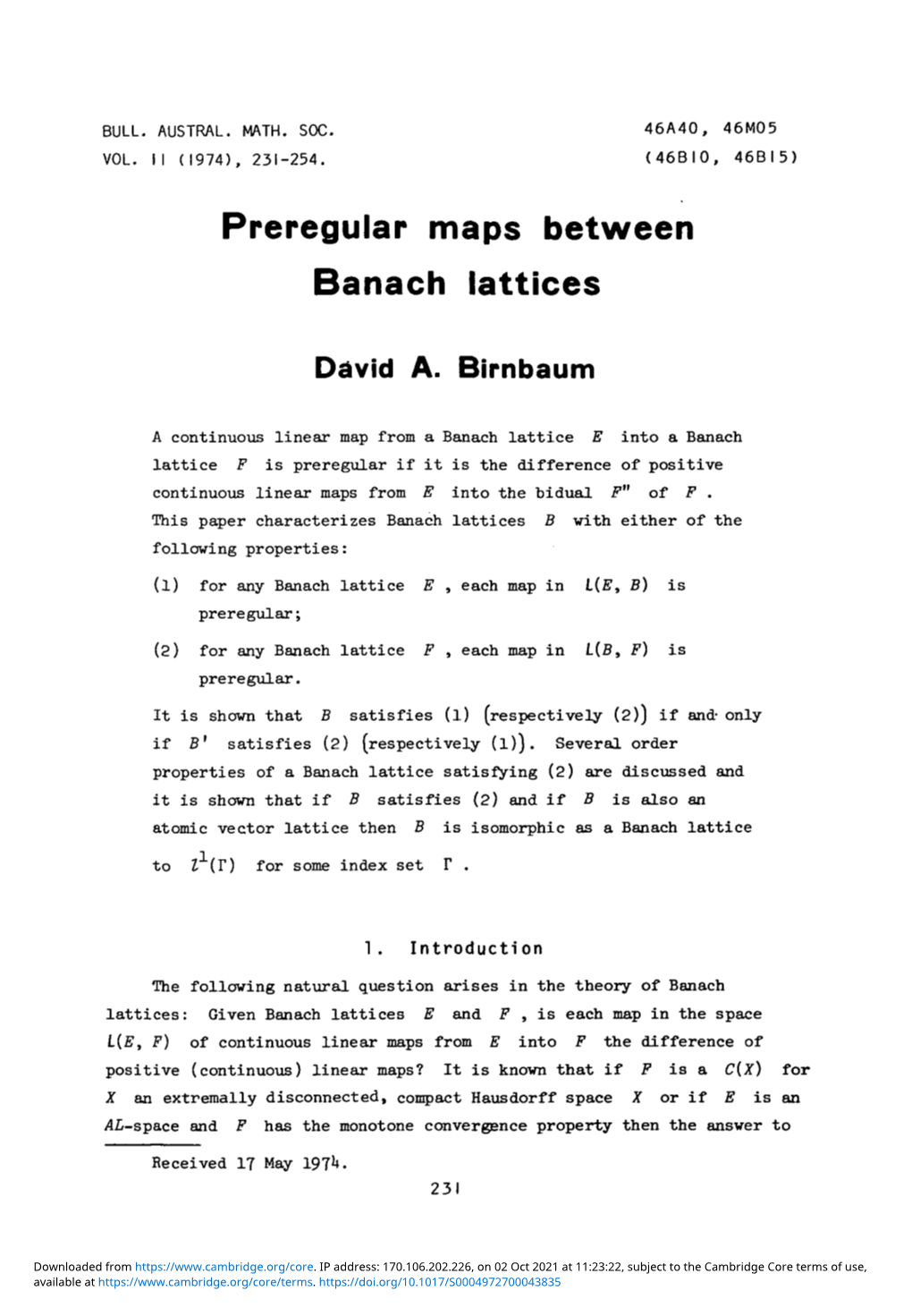 Preregular Maps Between Banach Lattices