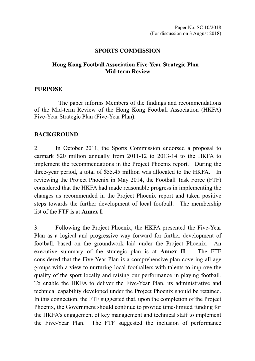 Paper SC 10/2018: Hong Kong Football