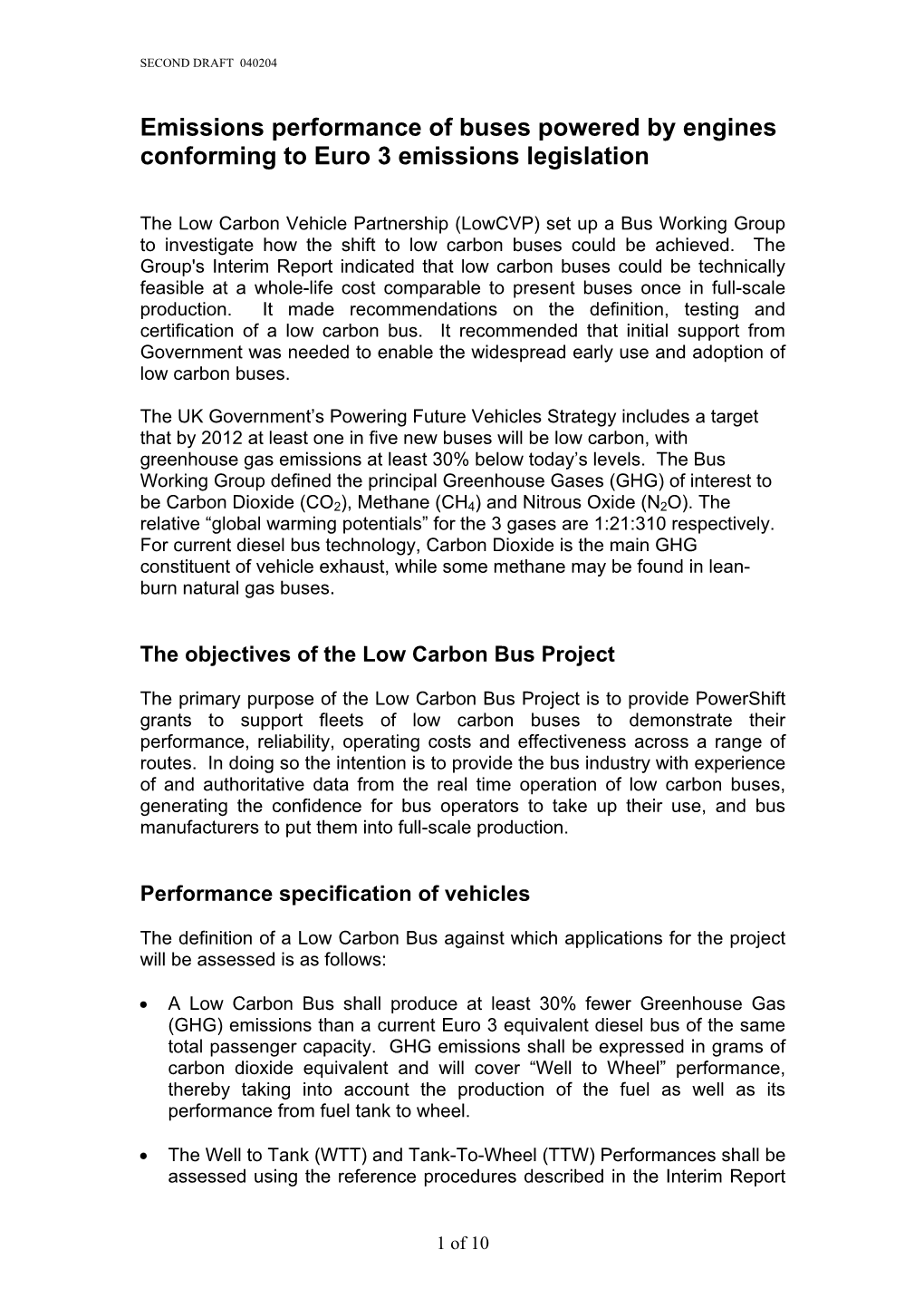 Report on Work Carried out to Date on Establishing of Emissions