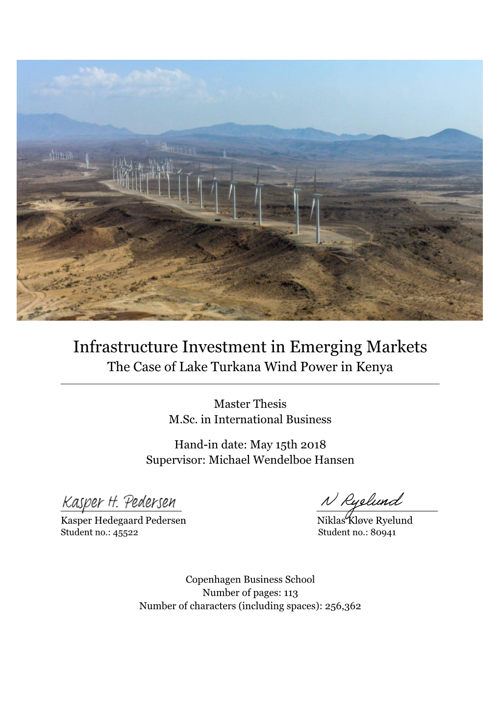 Infrastructure Investment in Emerging Markets the Case of Lake Turkana Wind Power in Kenya