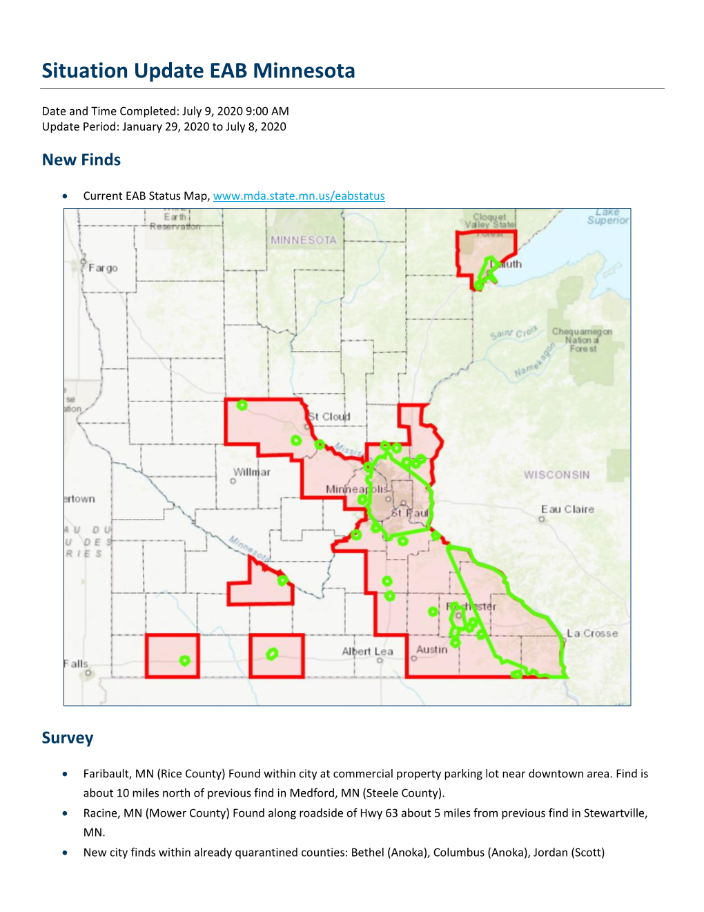 Situation Update EAB Minnesota