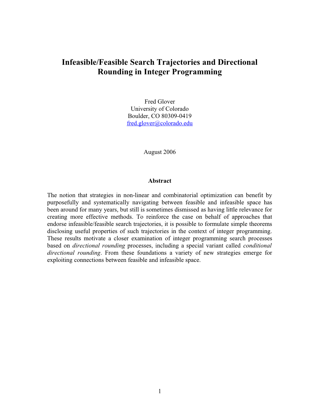 Infeasible/Feasible Trajectory Theorems