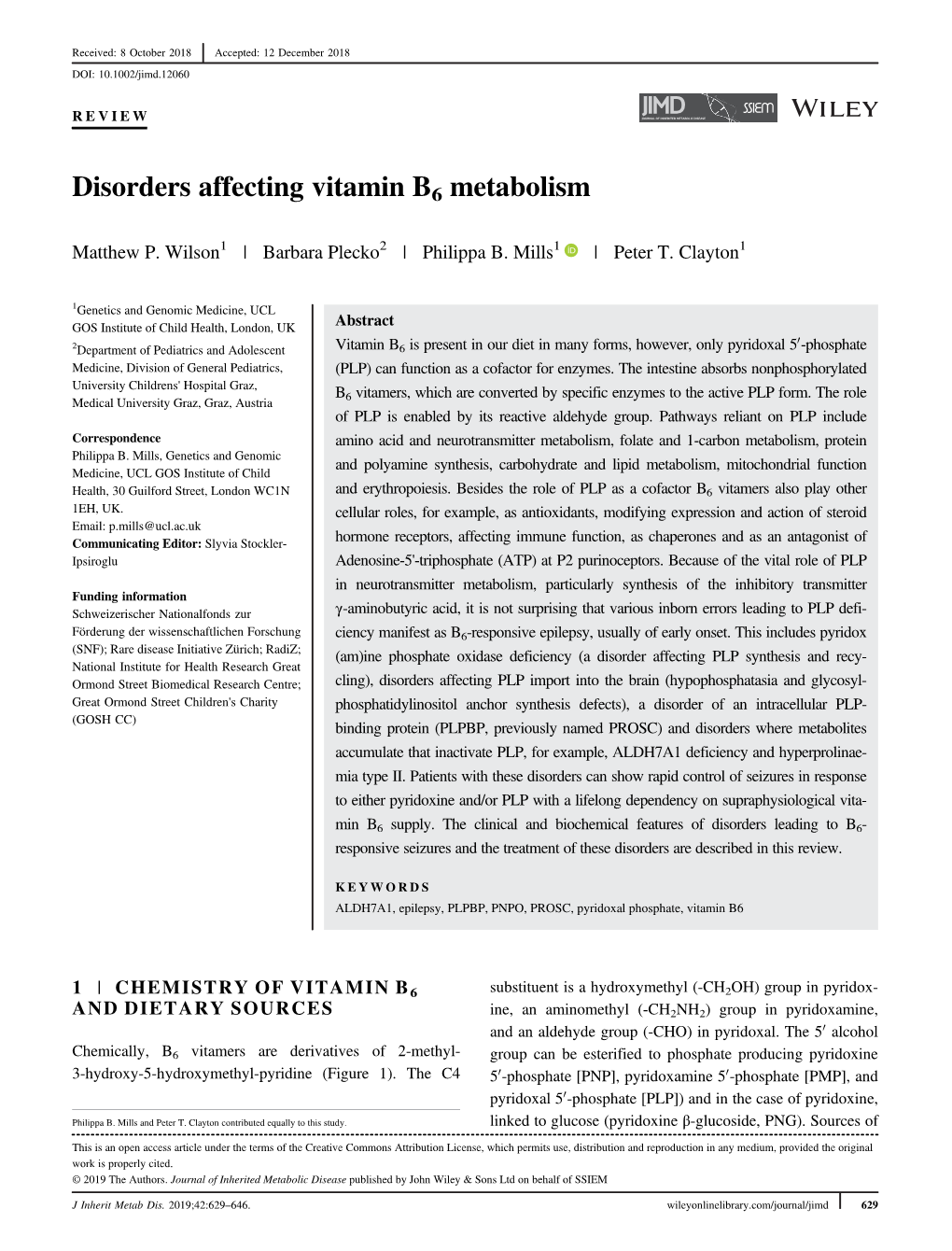 Disorders Affecting Vitamin B6 Metabolism