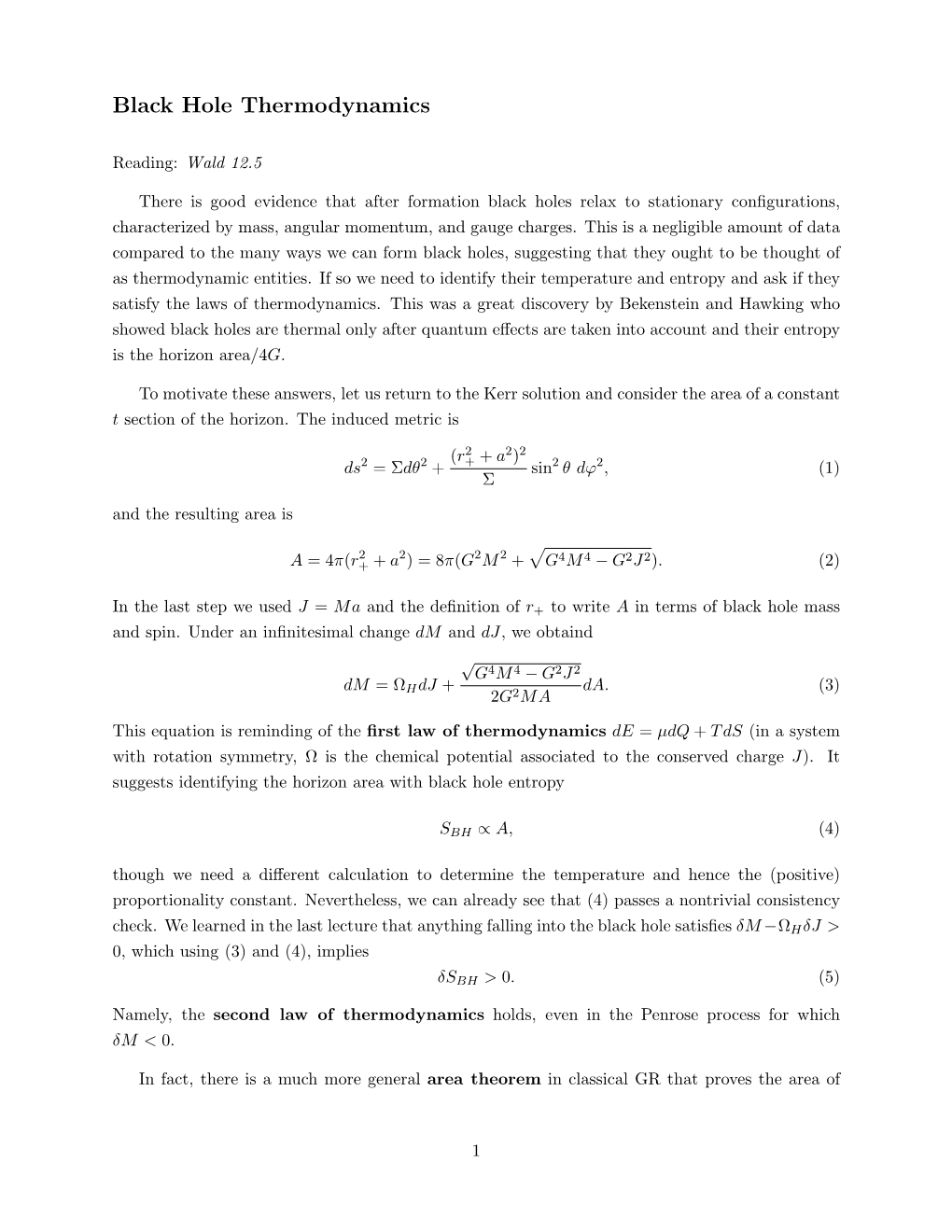 Black Hole Thermodynamics