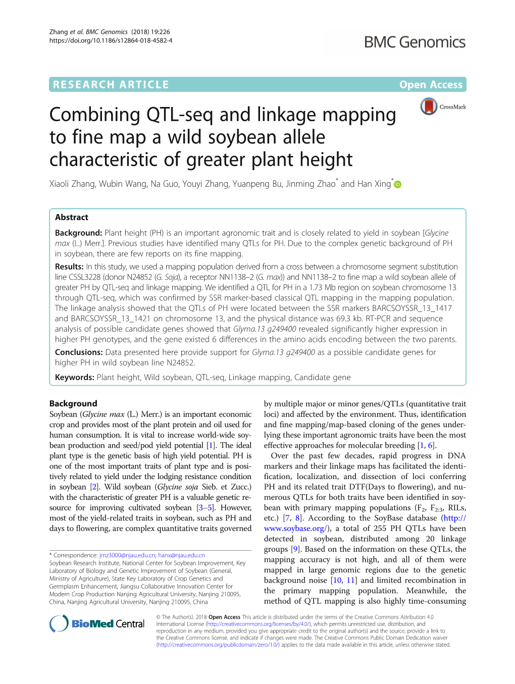 Combining QTL-Seq and Linkage Mapping to Fine Map a Wild