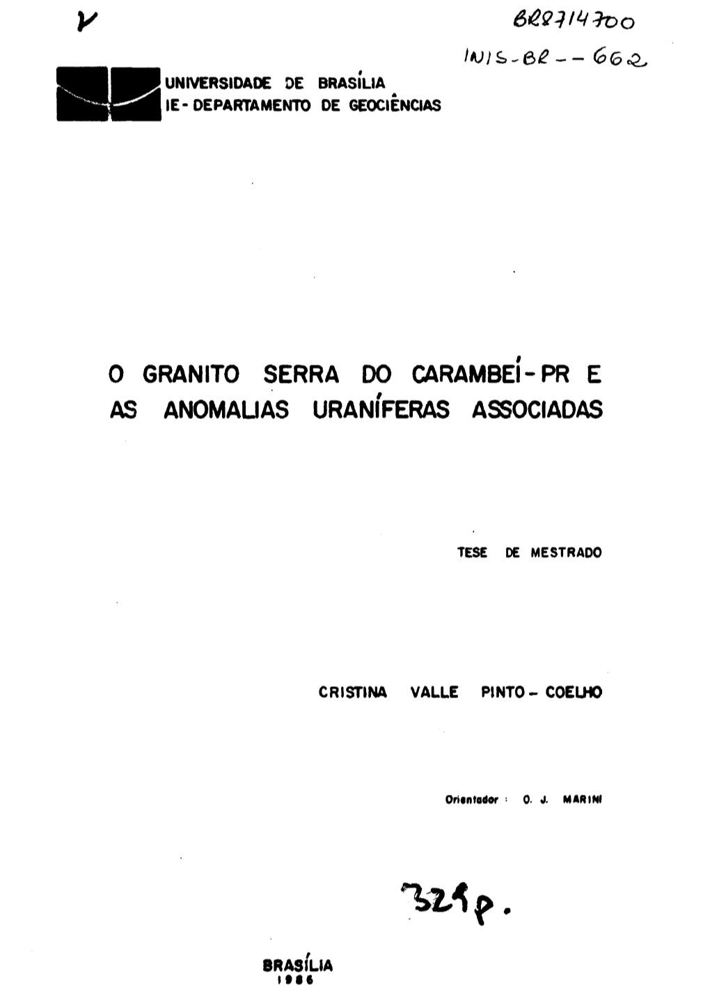 O Granito Serra Do Carambei-Pr E As Anomauas Uraníferas Associadas