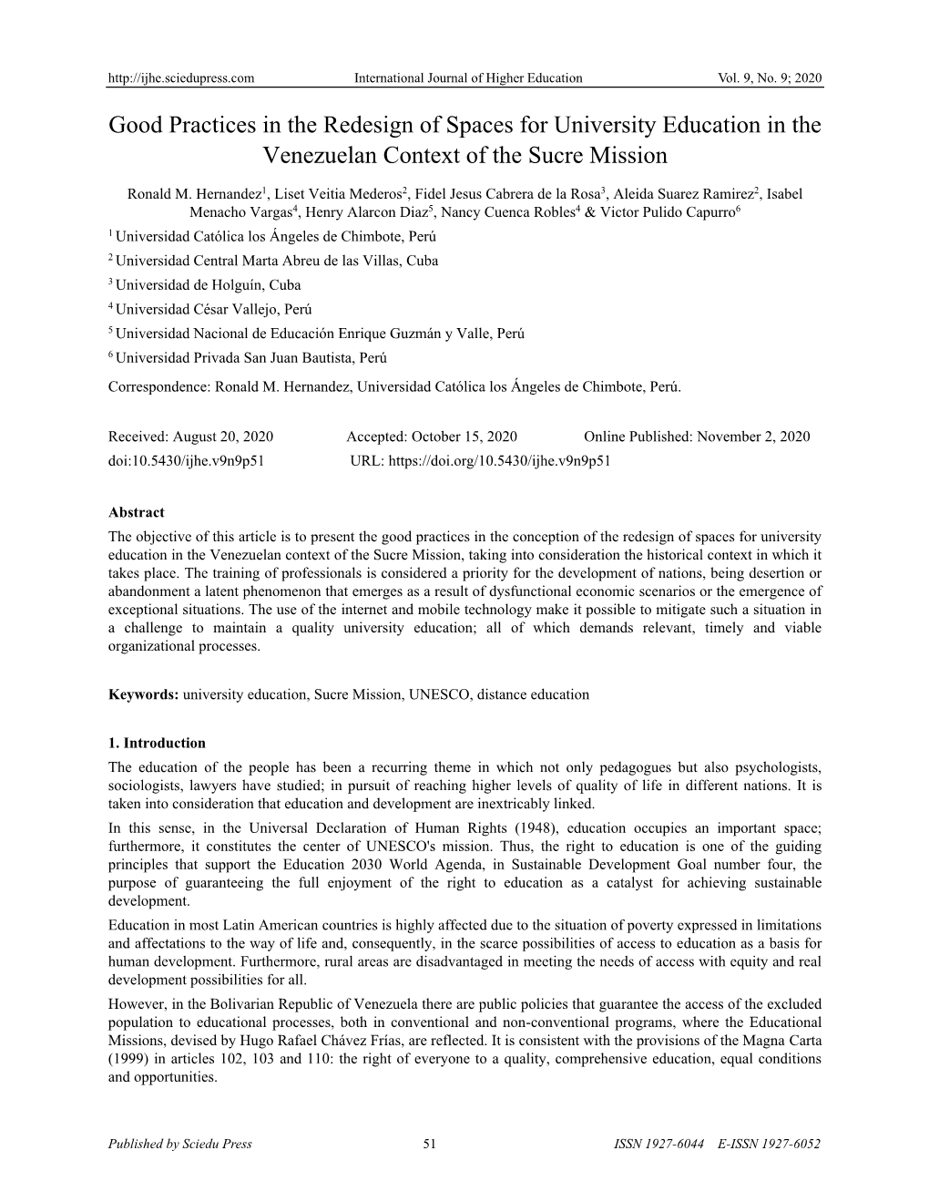 Good Practices in the Redesign of Spaces for University Education in the Venezuelan Context of the Sucre Mission