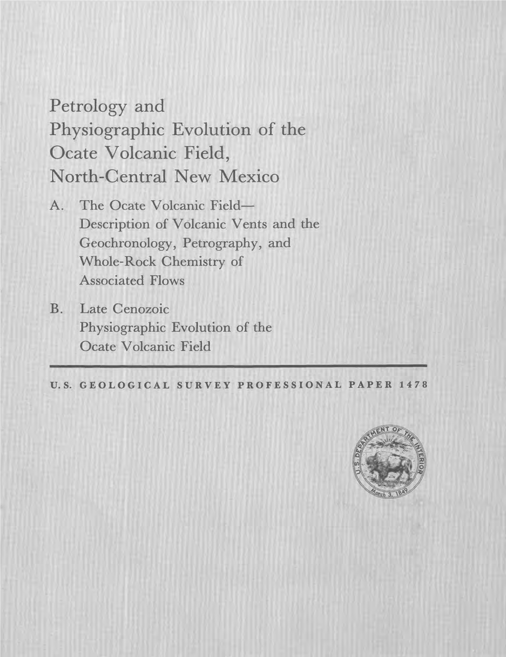 Petrology and Physiographic Evolution of the Oeate Volcanic Field, North-Central New Mexico A