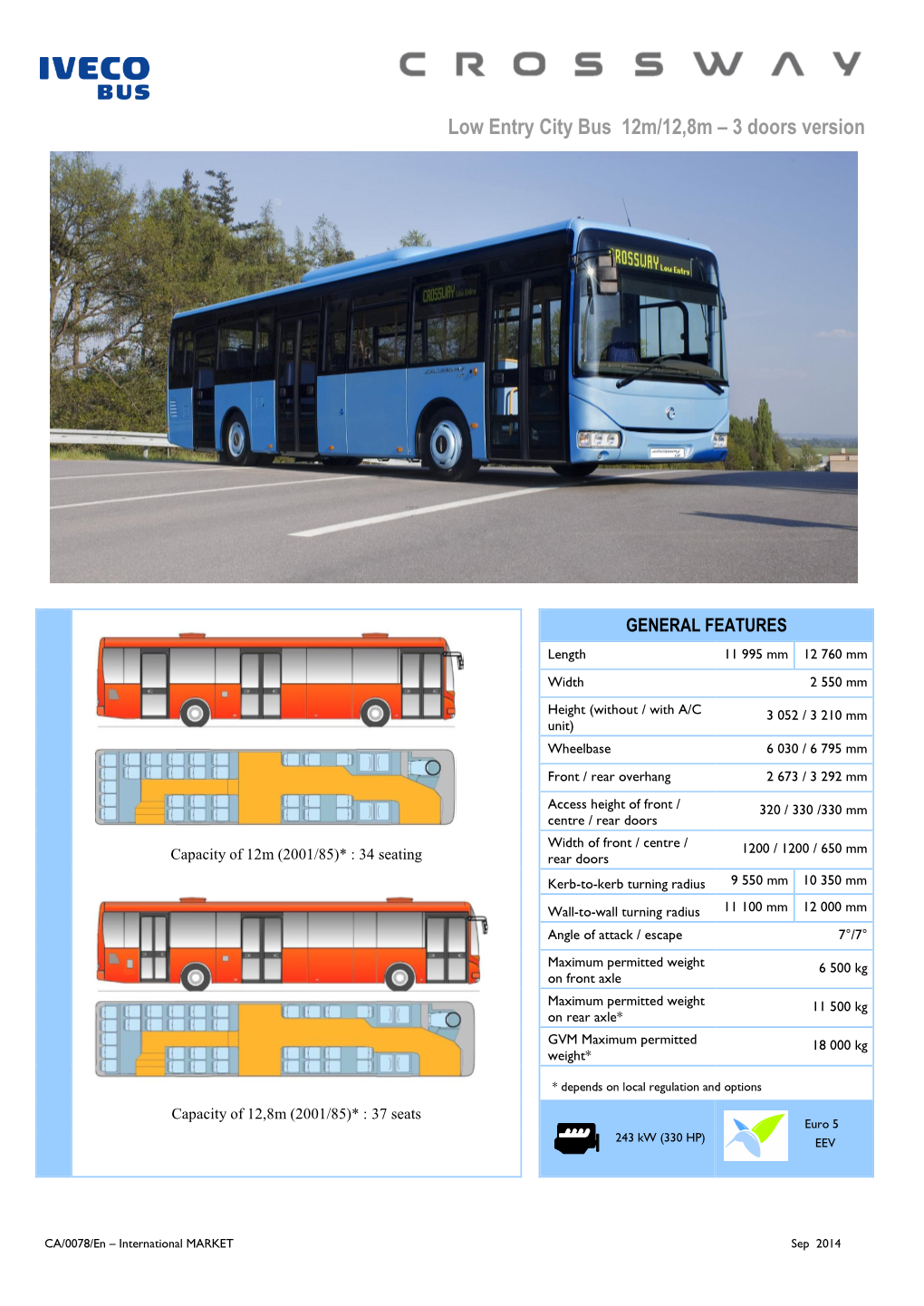 Low Entry City Bus 12M/12,8M – 3 Doors Version