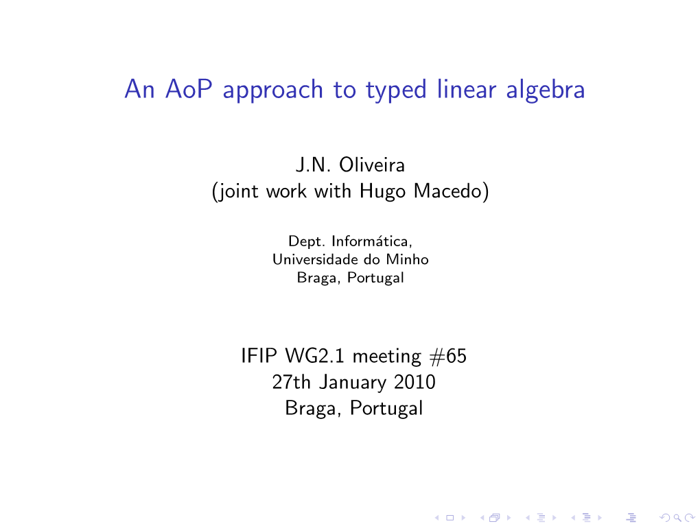 An Aop Approach to Typed Linear Algebra