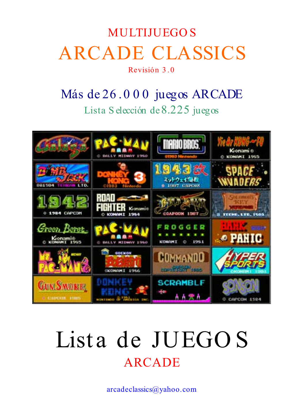 Lista De JUEGOS ARCADE