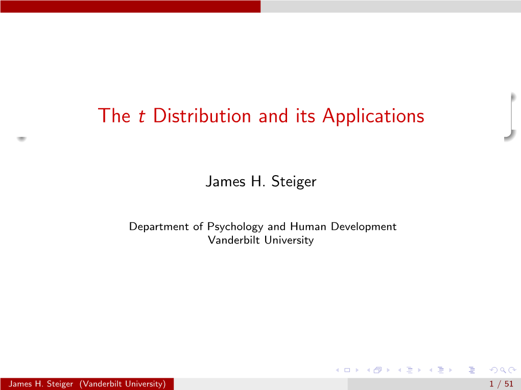 The T Distribution and Its Applications