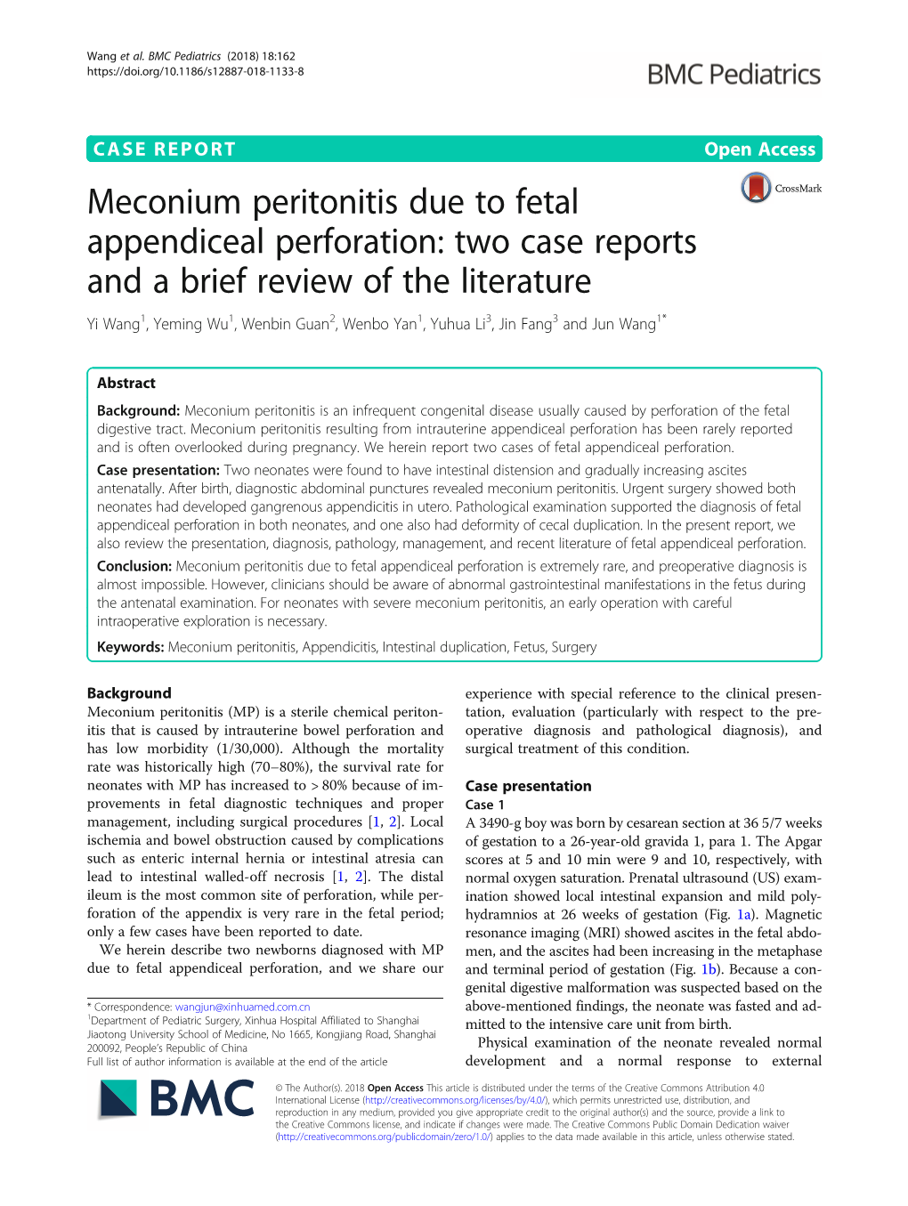 Meconium Peritonitis Due to Fetal Appendiceal