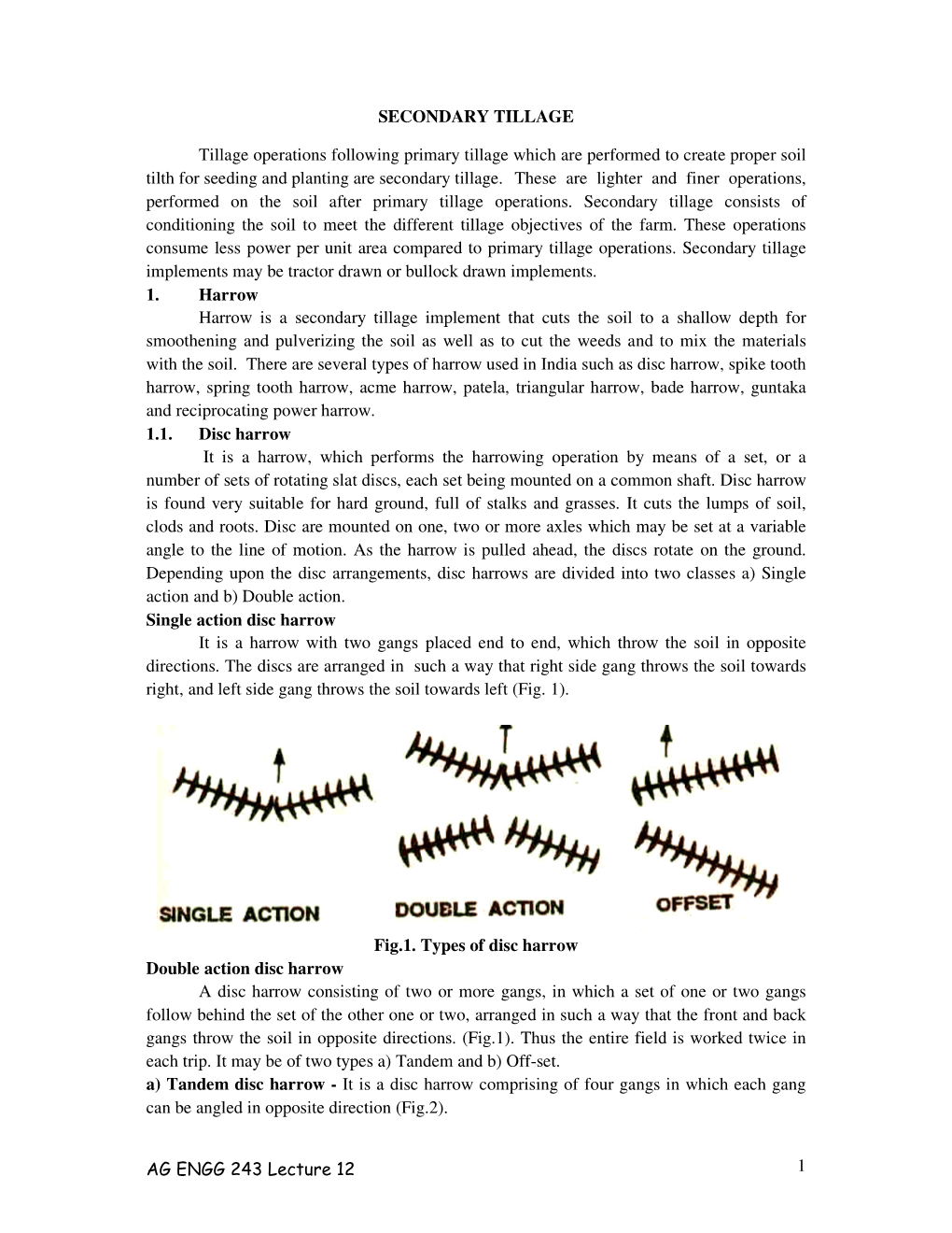 Secondary Tillage Implements