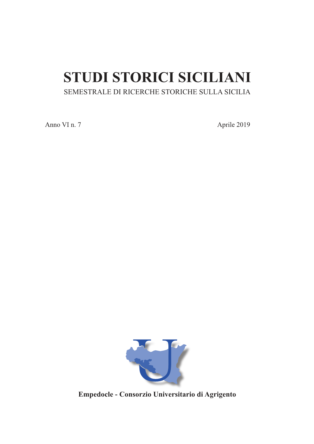 Studi Storici Siciliani Semestrale Di Ricerche Storiche Sulla Sicilia