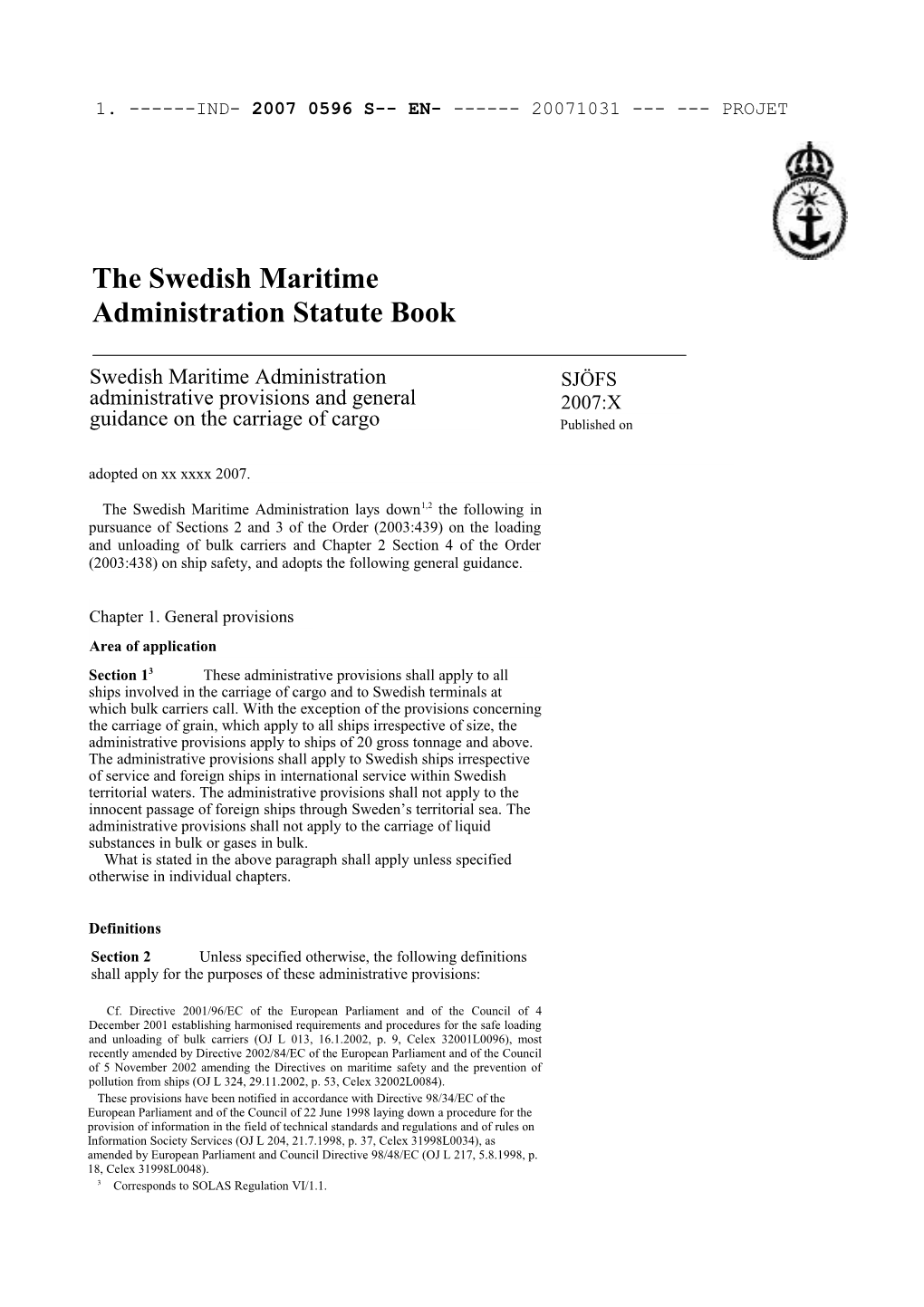 The Swedish Maritime Administration Statute Book