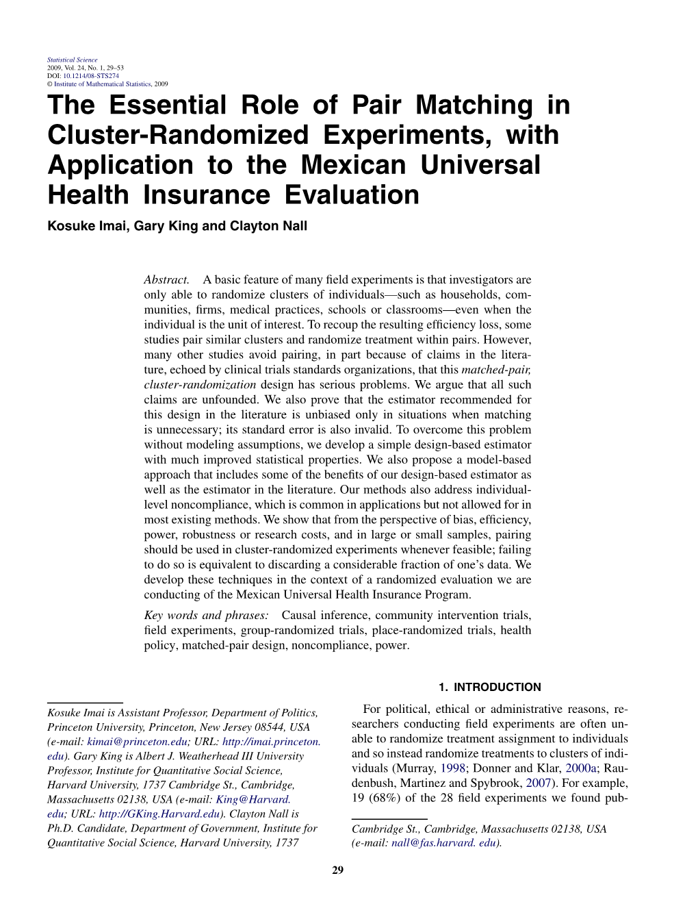 The Essential Role of Pair Matching in Cluster-Randomized Experiments, with Application to the Mexican Universal Health Insuranc