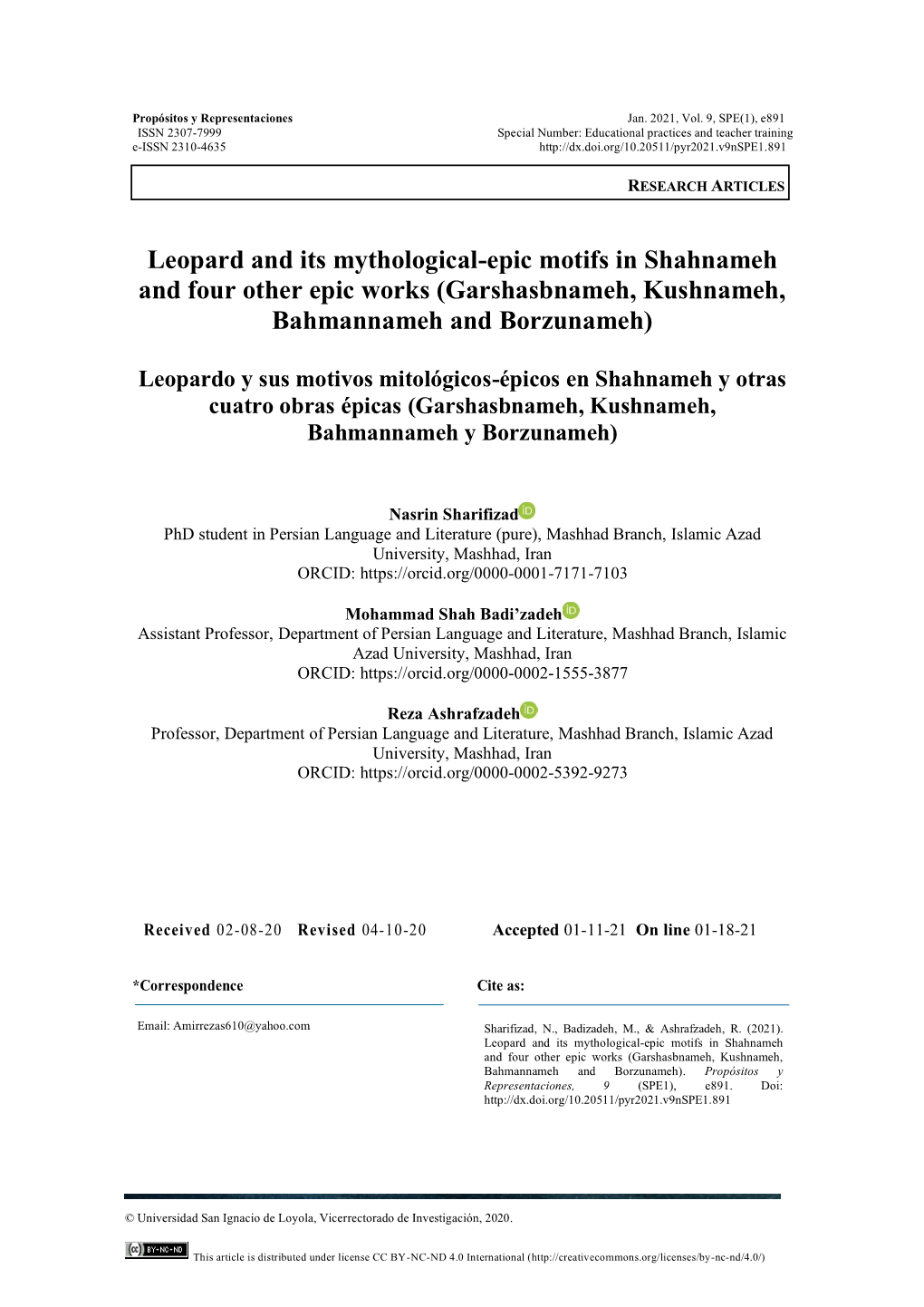 Leopard and Its Mythological-Epic Motifs in Shahnameh and Four Other Epic Works (Garshasbnameh, Kushnameh, Bahmannameh and Borzunameh)