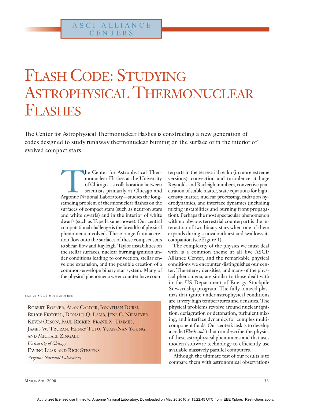 Flash Code: Studying Astrophysical Thermonuclear Flashes