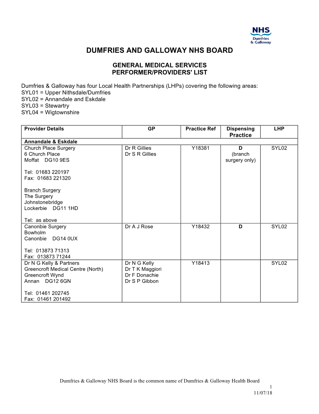 Dumfries and Galloway Nhs Board