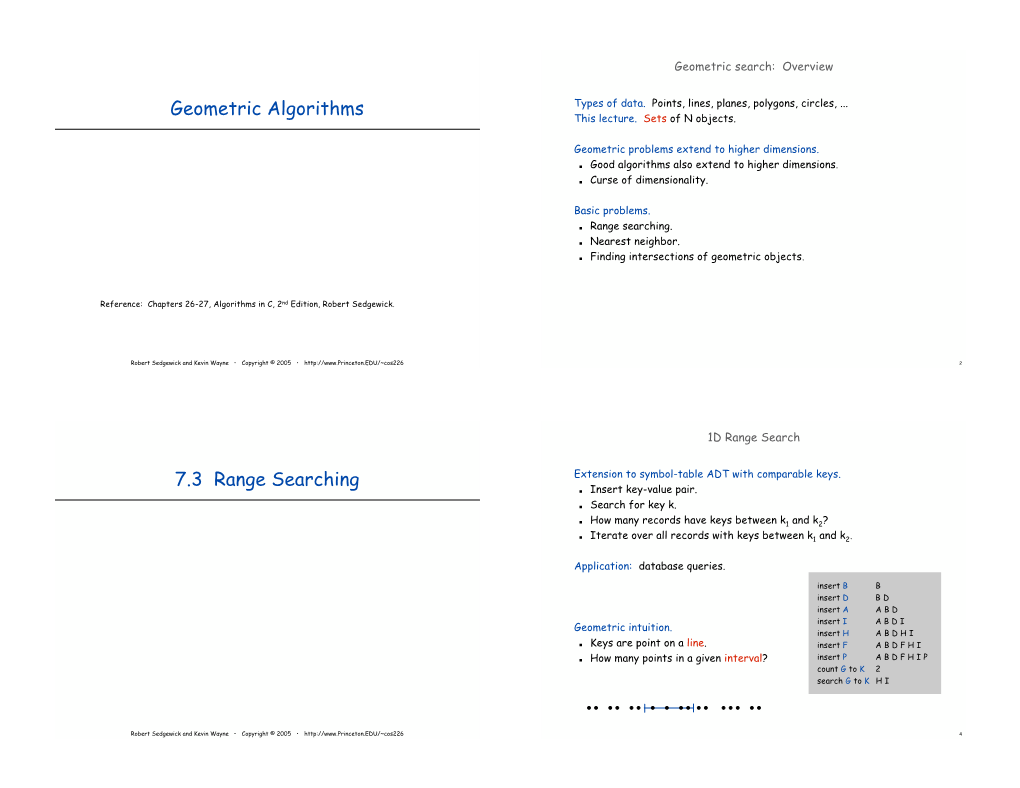 Geometric Algorithms 7.3 Range Searching