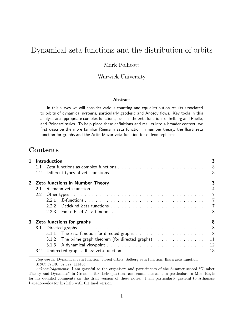 Dynamical Zeta Functions and the Distribution of Orbits