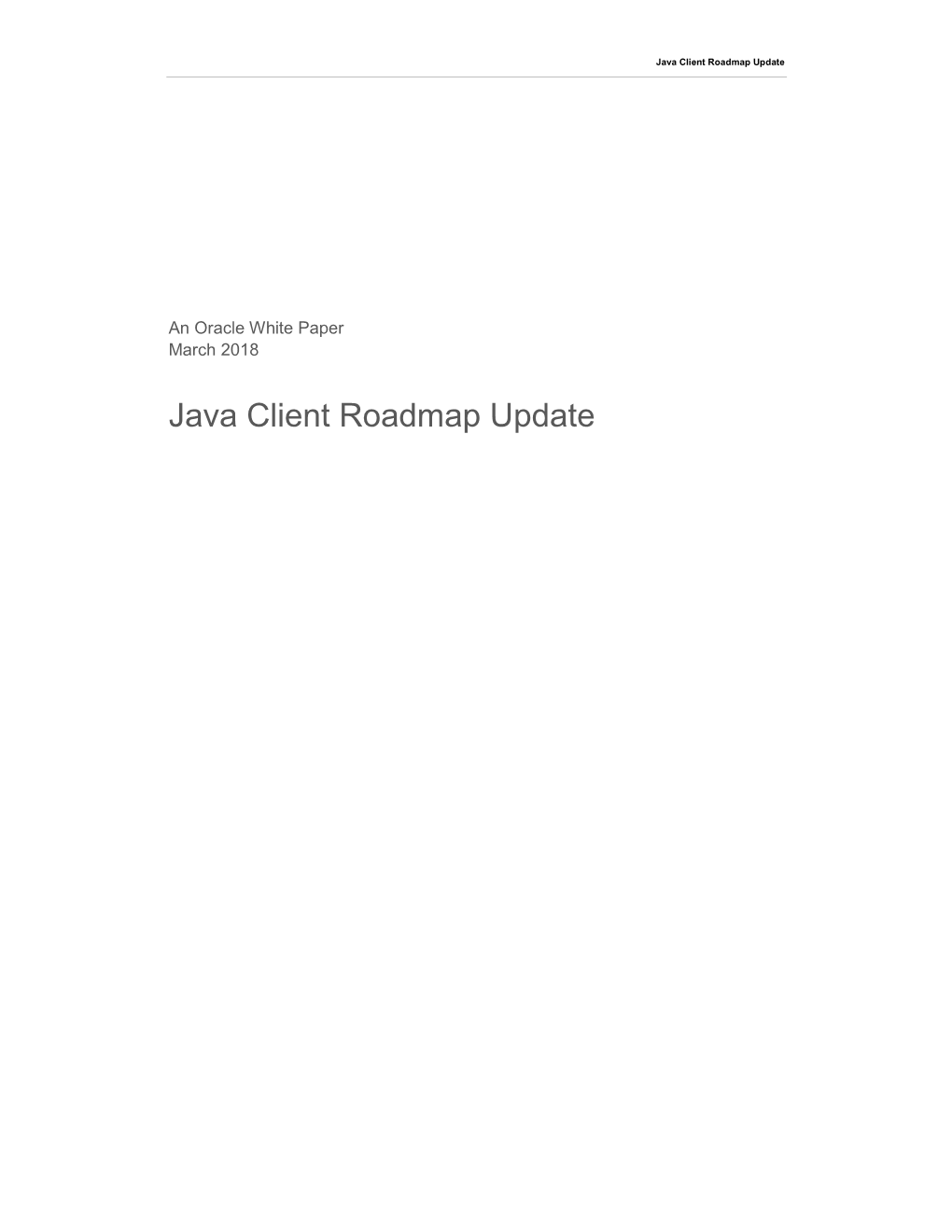 Java Client Road Map Update 2018-03-05