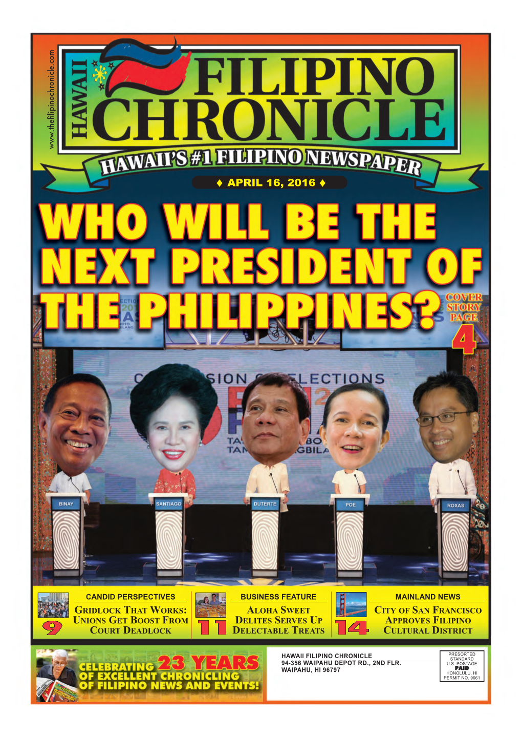 April 16, 2016 Hawaii Filipino Chronicle  1