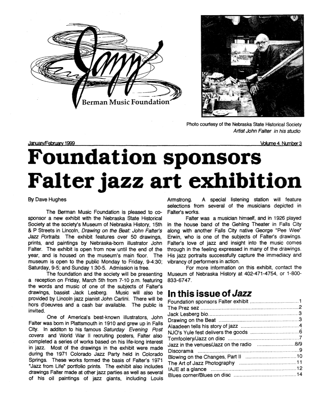 Foundation Sponsors Falter Jazz Art Exhibition by Dave Hughes Armstrong
