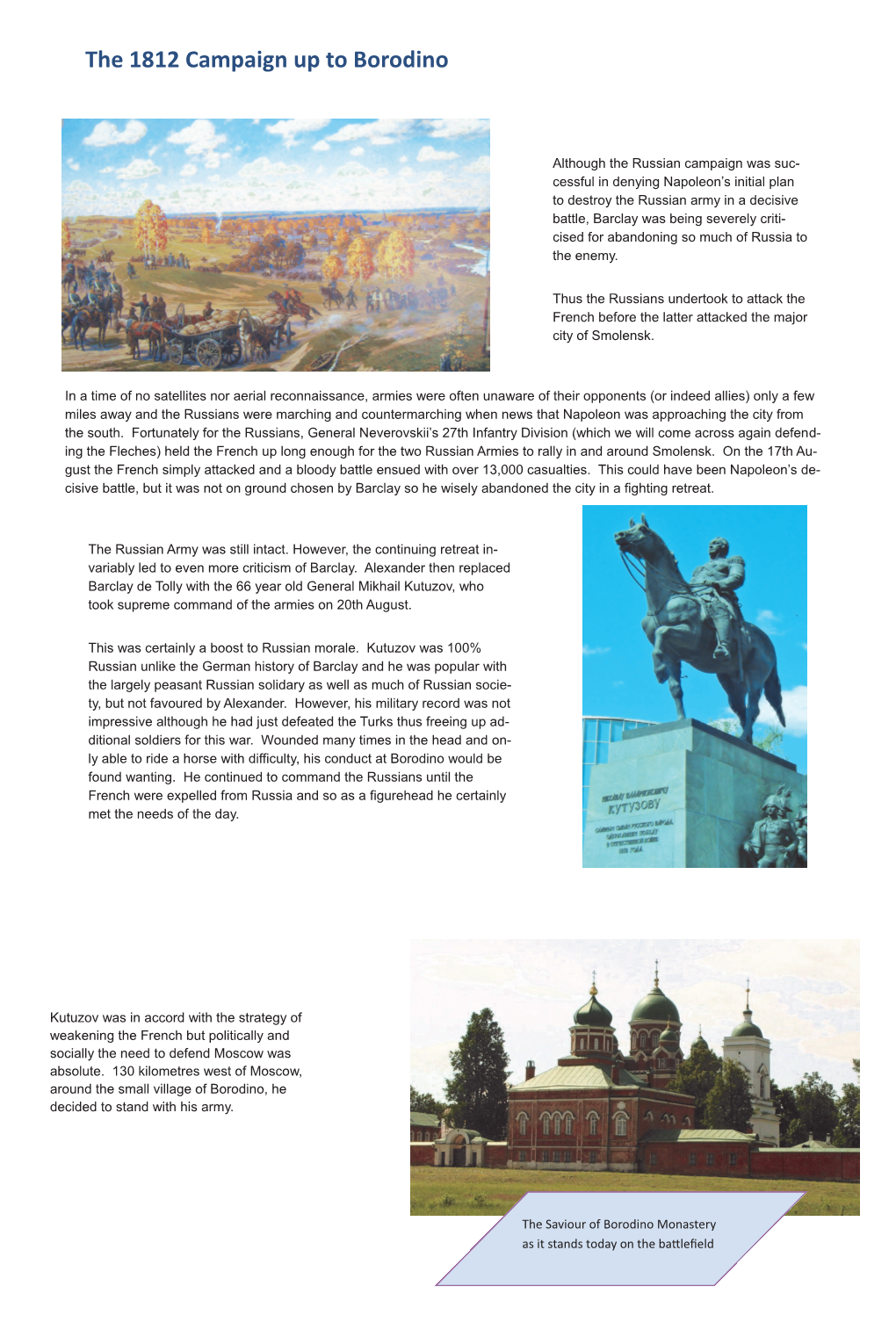 The 1812 Campaign up to Borodino