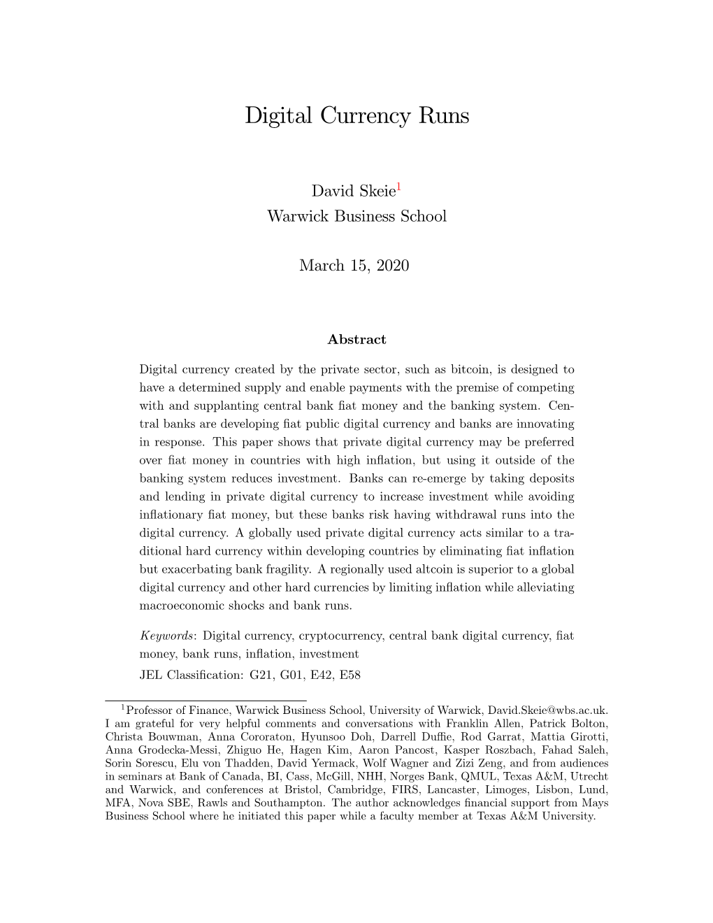 Digital Currency Runs