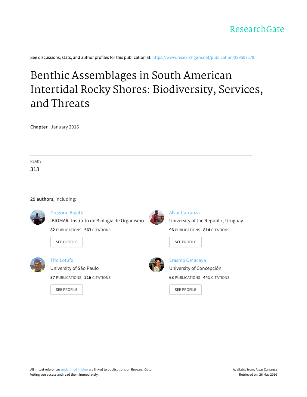 Benthic Assemblages in South American Intertidal Rocky Shores: Biodiversity, Services, and Threats