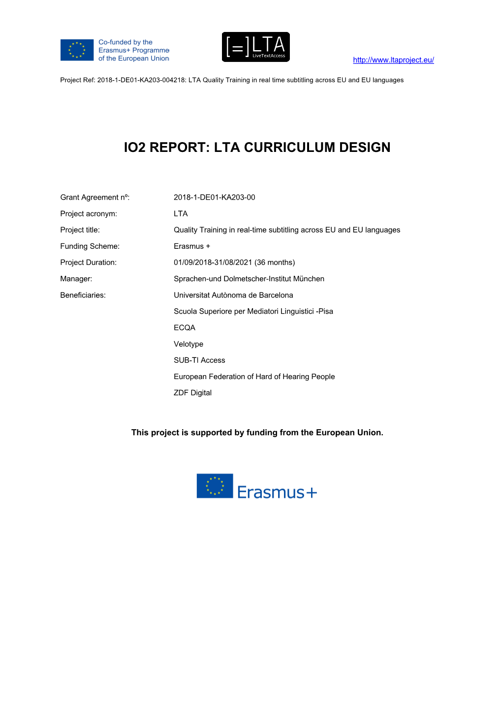 Io2 Report: Lta Curriculum Design