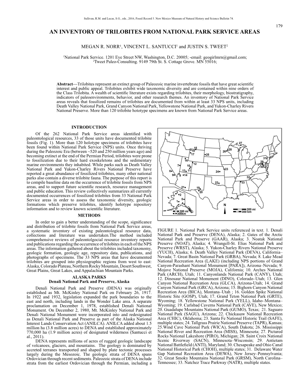 An Inventory of Trilobites from National Park Service Areas