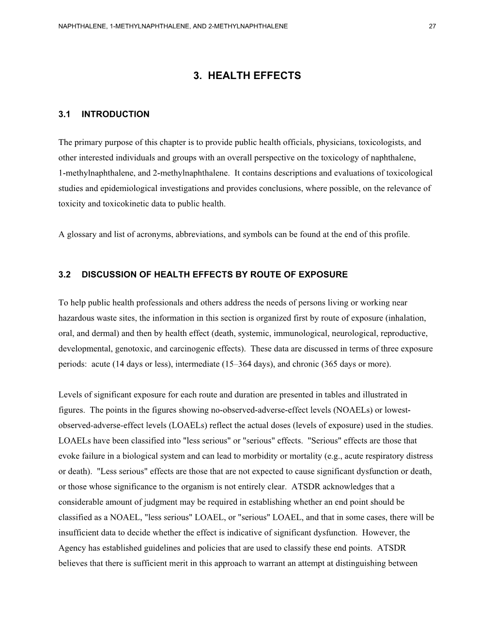 Toxicological Profile for Naphthalene, 1