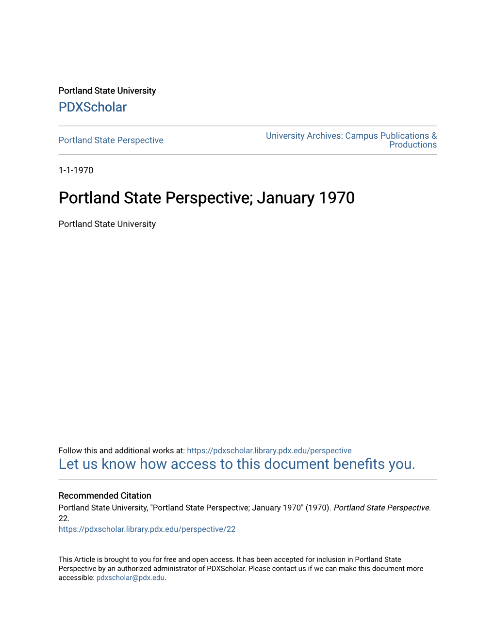 Portland State Perspective Productions