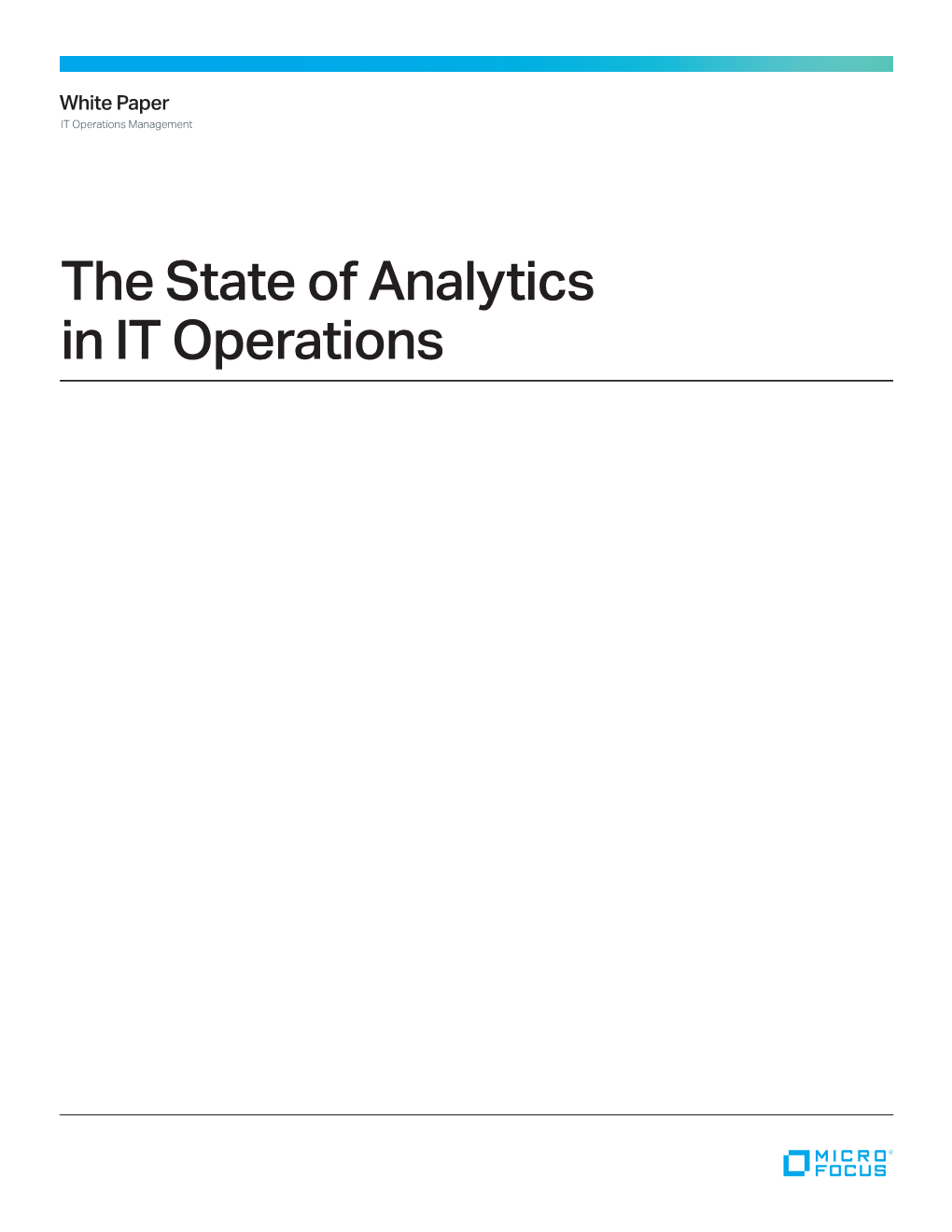 The State of Analytics in IT Operations