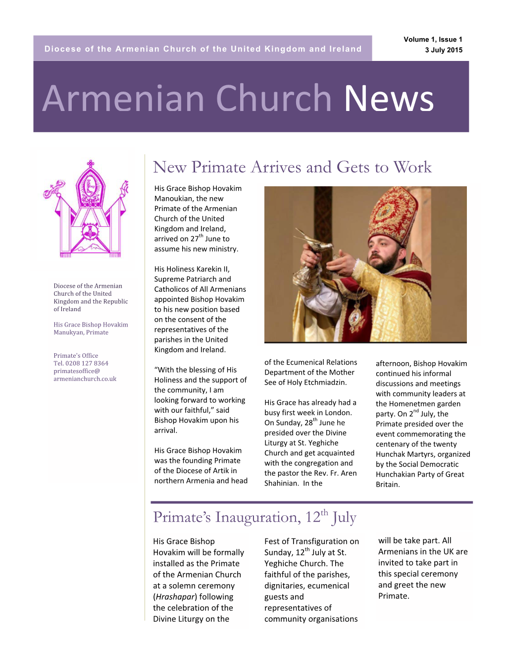 Armenian Church News