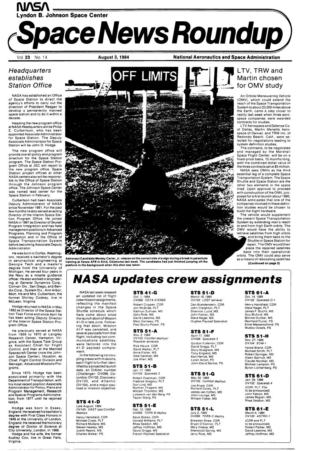 August 3, 1984 National Aeronautics and Space Administration