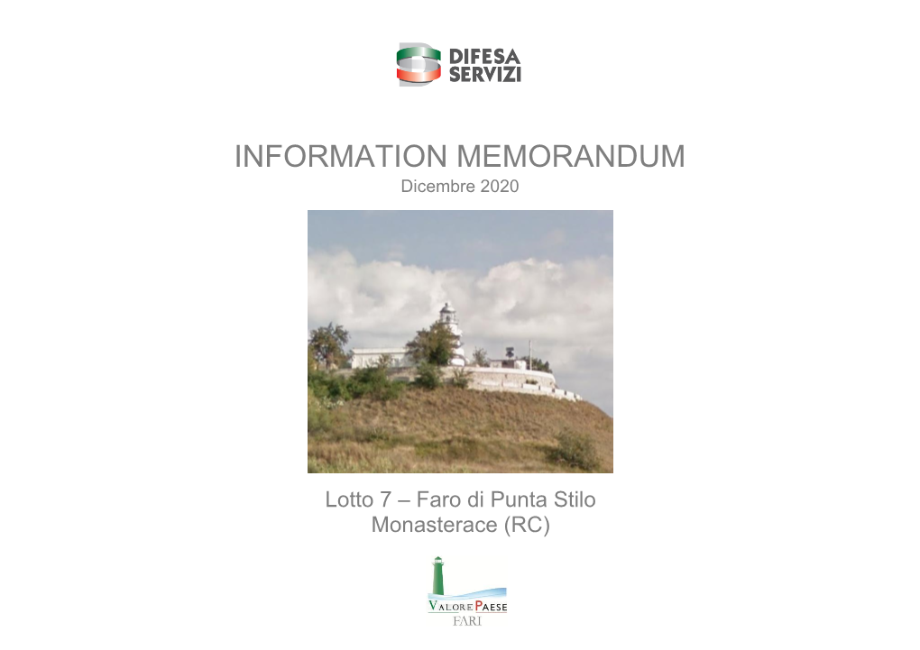 Lotto 7 Information Memorandum Punta Stilo