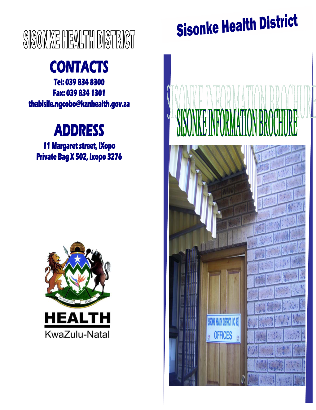 Sisonke Health District Information Brochure