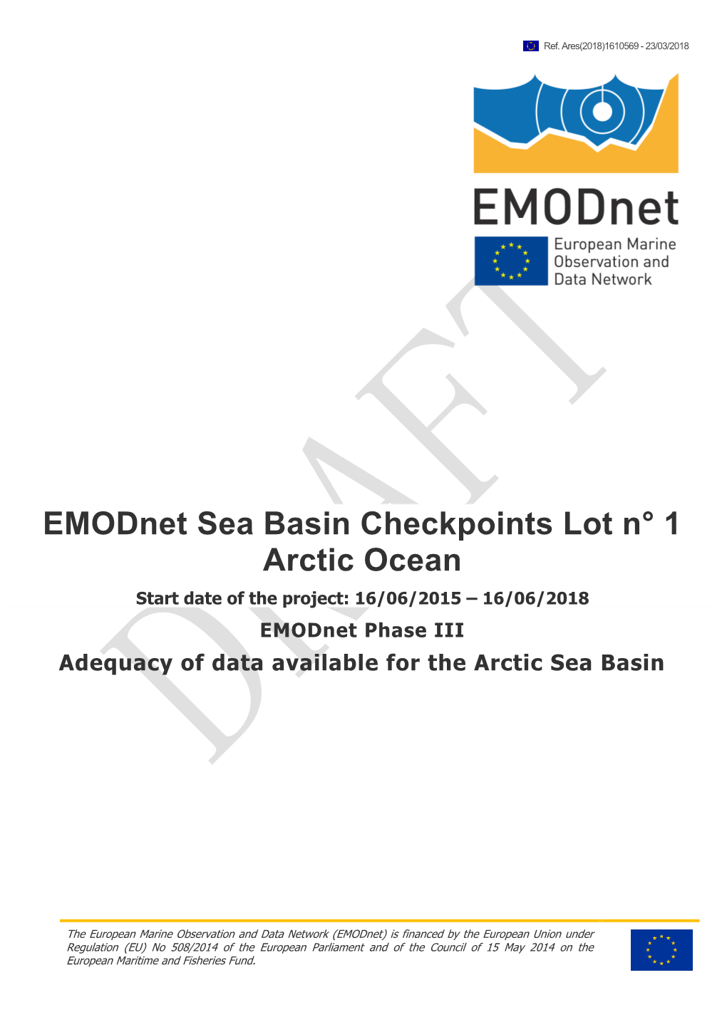 Emodnet Sea Basin Checkpoints Lot N° 1 Arctic Ocean