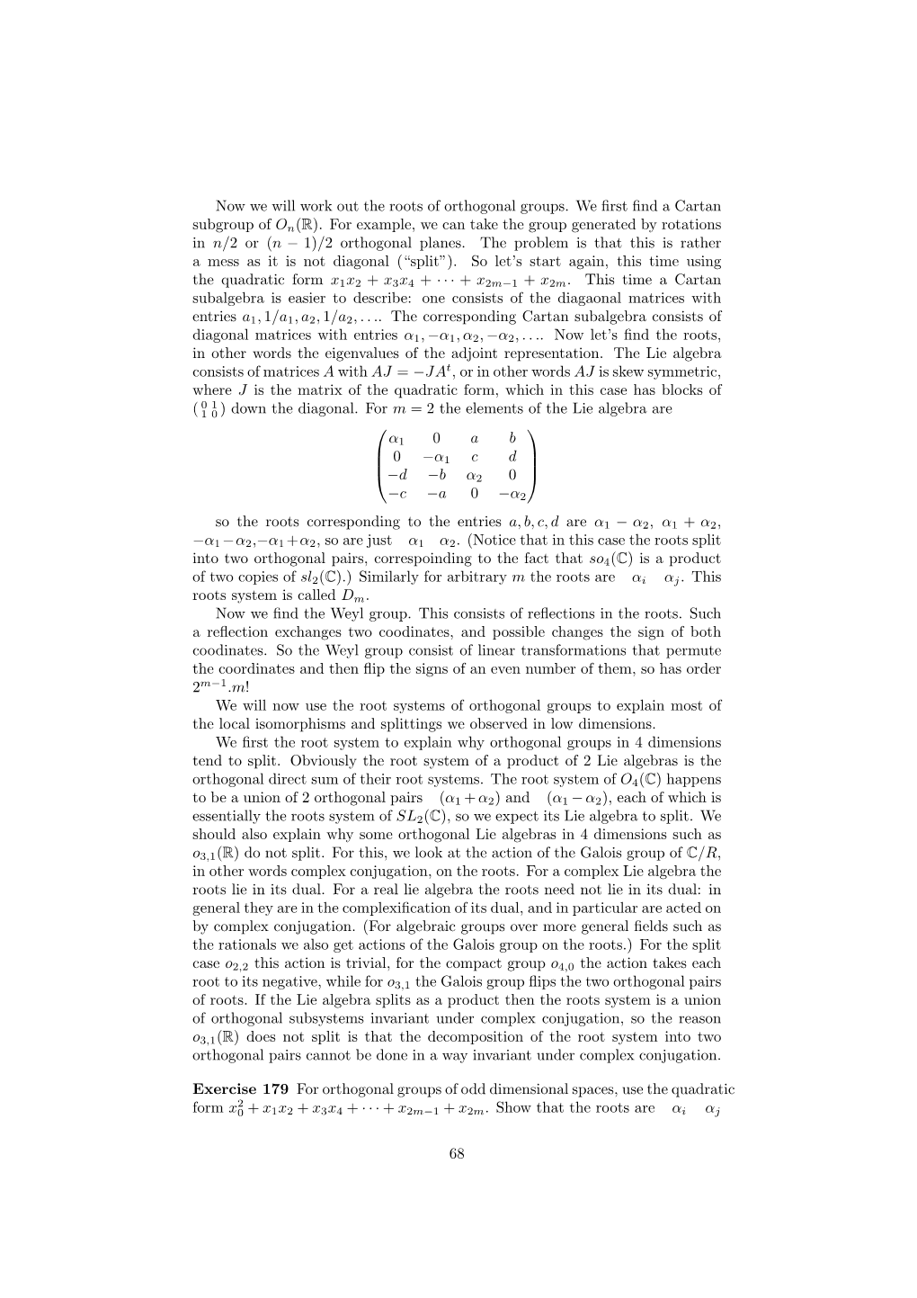 Now We Will Work out the Roots of Orthogonal Groups. We First Find A