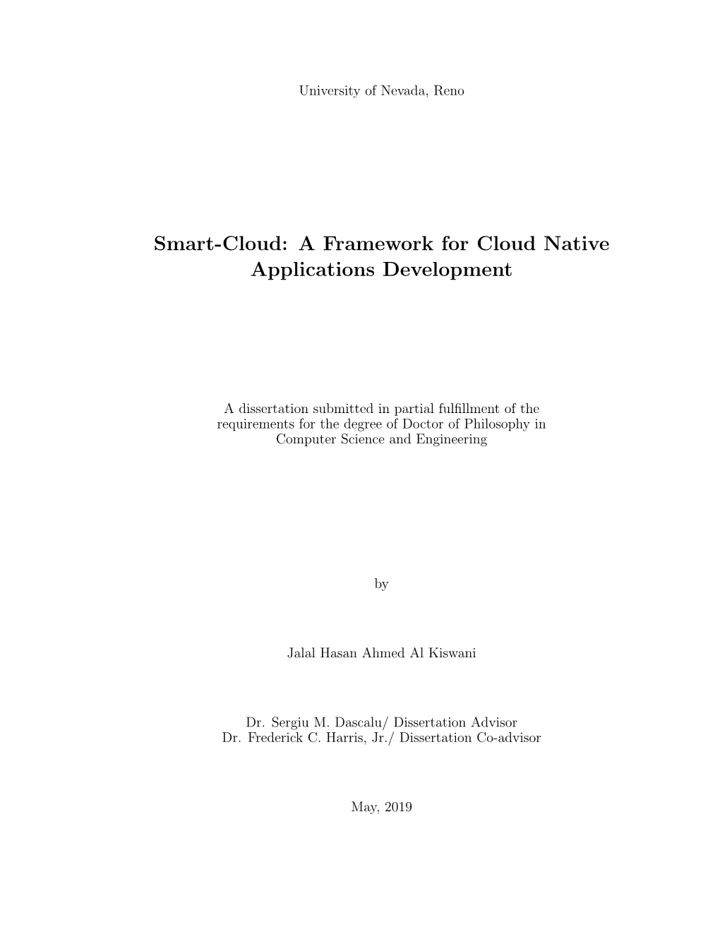 Smart-Cloud: a Framework for Cloud Native Applications Development