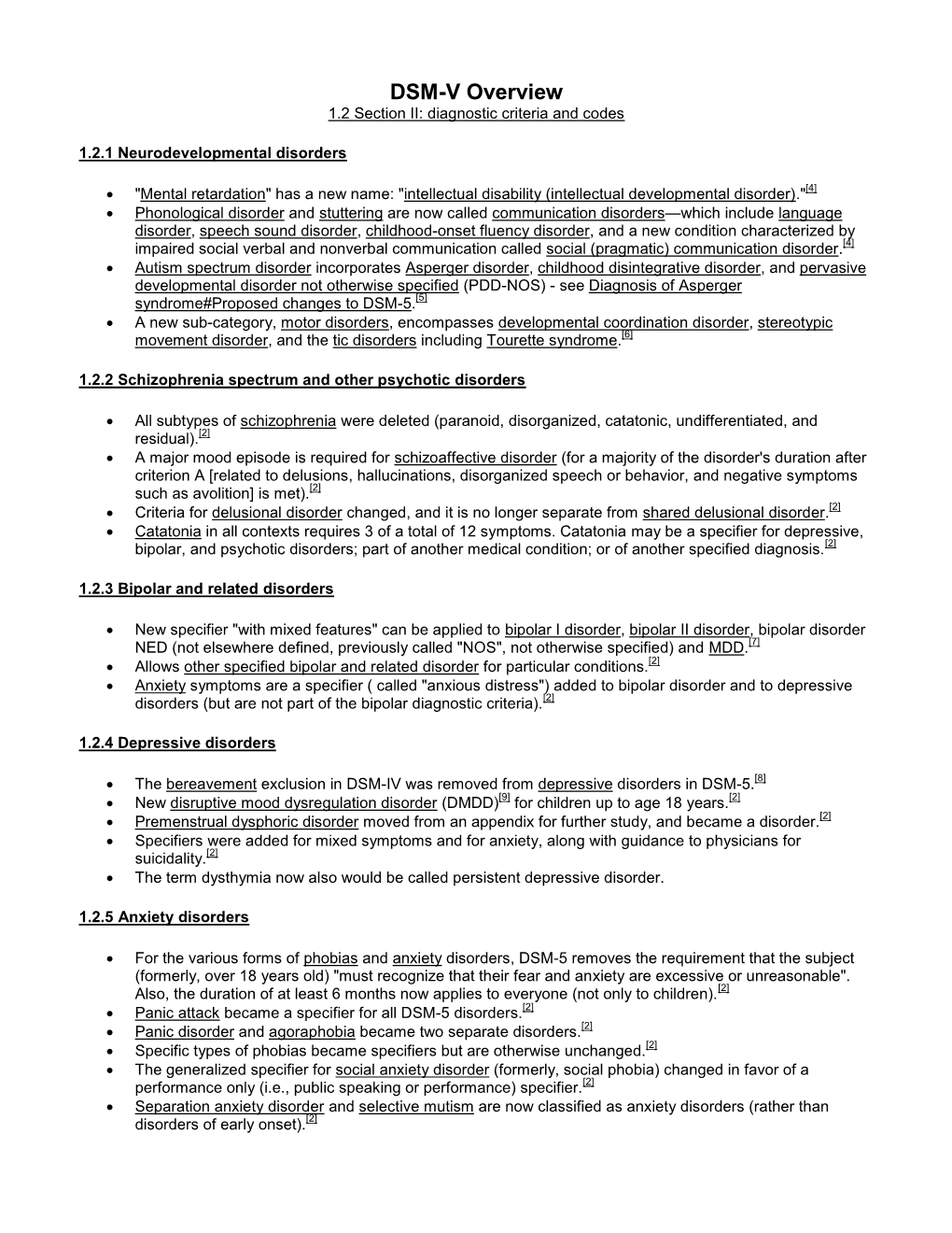 DSM-V Overview 1.2 Section II: Diagnostic Criteria and Codes