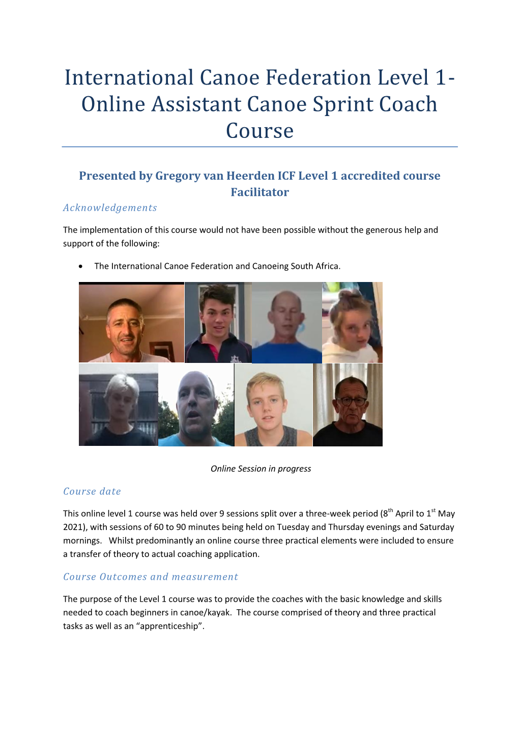 Online Assistant Canoe Sprint Coach Course