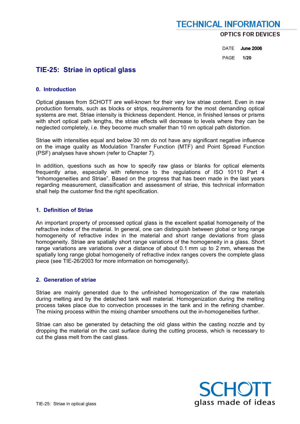 TIE-25: Striae in Optical Glass