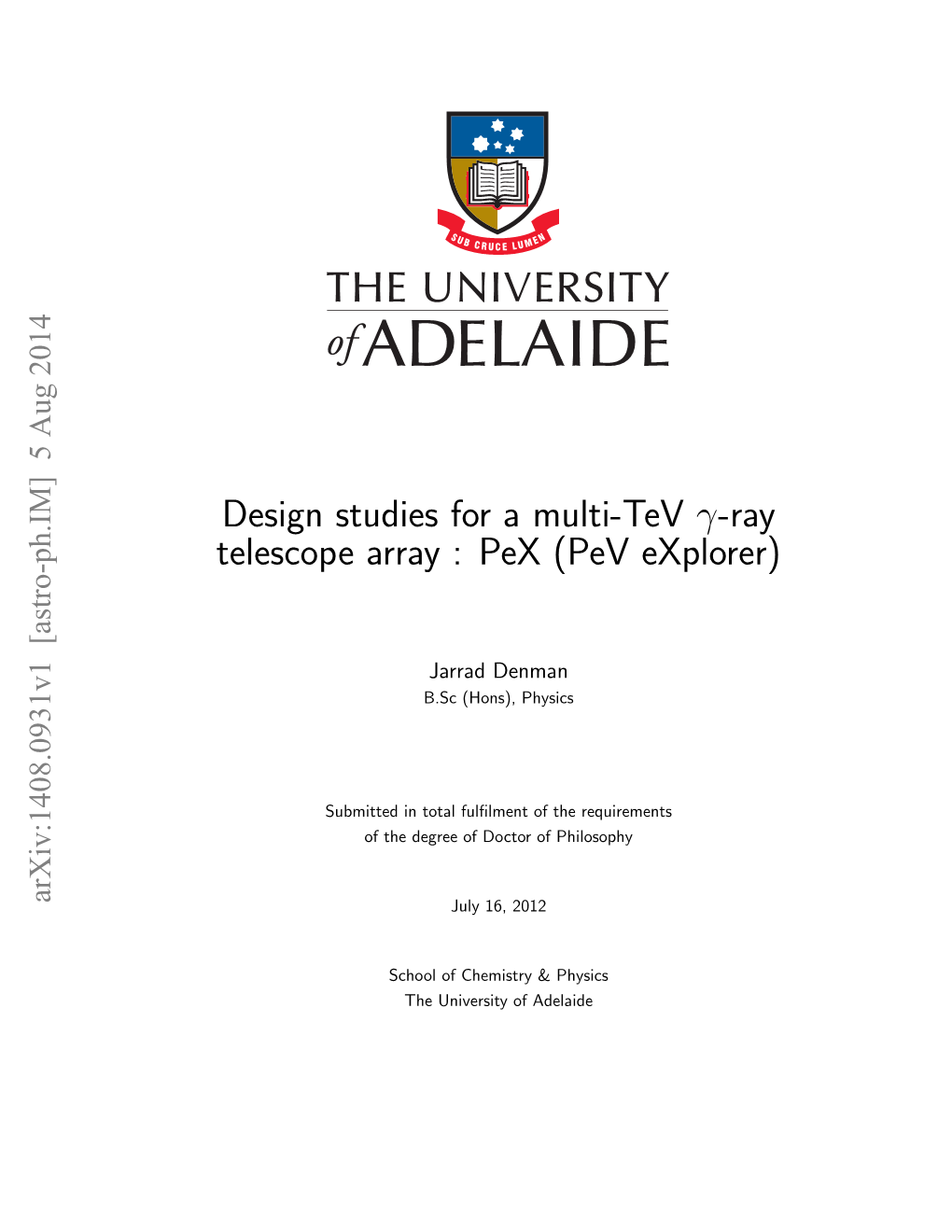 Design Studies for a Multi-Tev Γ-Ray Telescope Array : Pex (Pev Explorer)